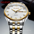 OLEVS 5570 Luxury Diamond Men Watches Luminous Hands Male Clock Big Face Steel Bracelet Watch Week and Date Business Wristwatch